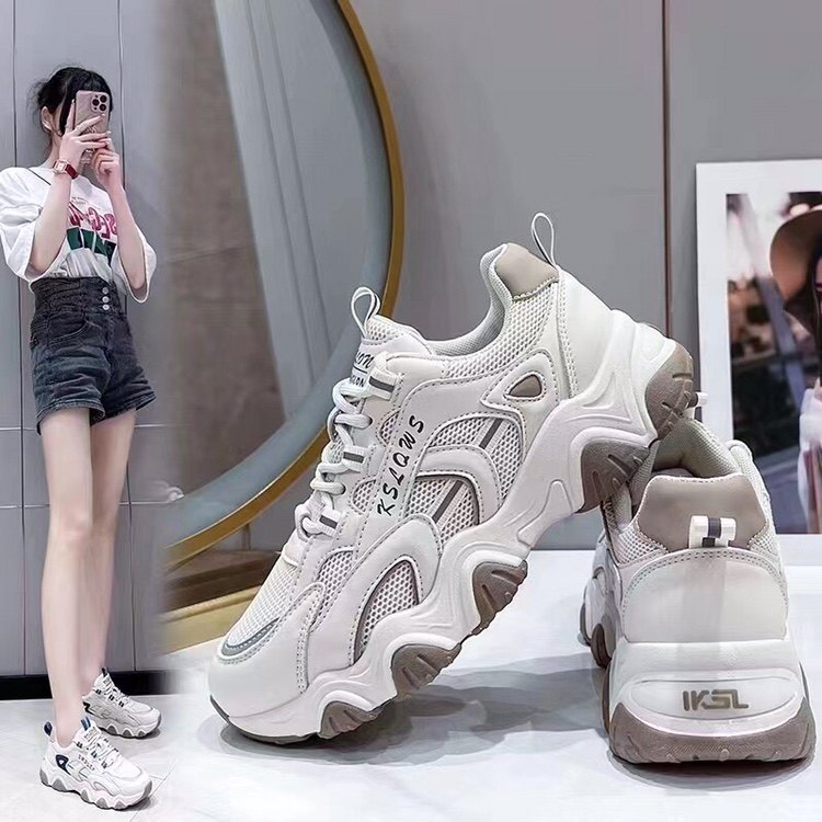 街拍2025秋冬新款网面拼色时尚新品老爹鞋爆款平底百搭老爹鞋女鞋,淘宝优惠券,粉丝福利购,淘宝优惠卷