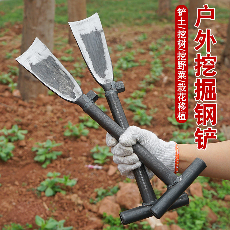 手工锻打挖树铲挖野菜脚踏型挖山药草药甘蔗园林工具挖竹笋挖树铲 - 图1