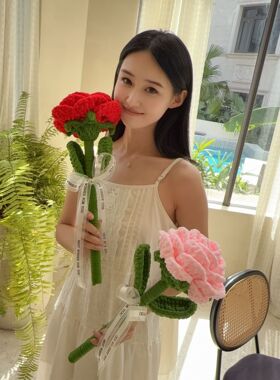 毛线针织向日葵成品花束七夕情人节礼玫瑰花编织向日葵教师节礼物