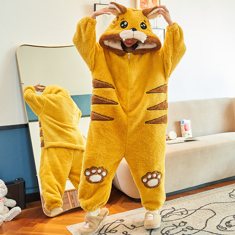 冬季连体长袖加绒卡通珊瑚绒睡衣 睡尚美睡衣/家居服套装