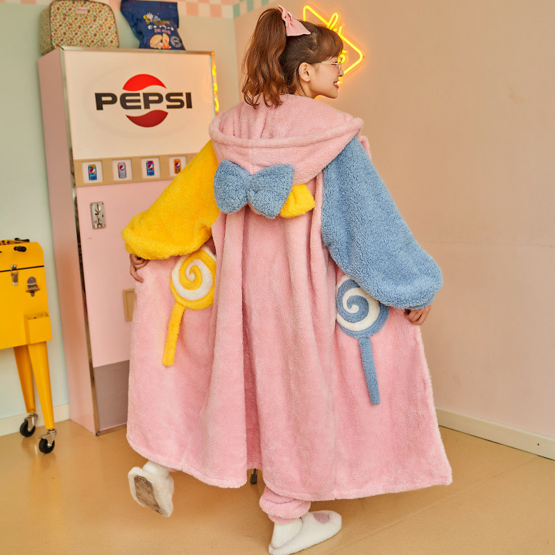 女秋冬珊瑚绒长款睡袍加厚长袖睡衣 睡尚美睡衣/家居服套装