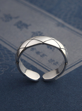 重工泰银简约复古戒指通用