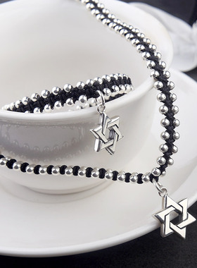s925手工编制可刻字星星泰银项链