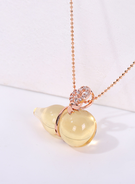 天然黄水晶葫芦吊坠镶嵌