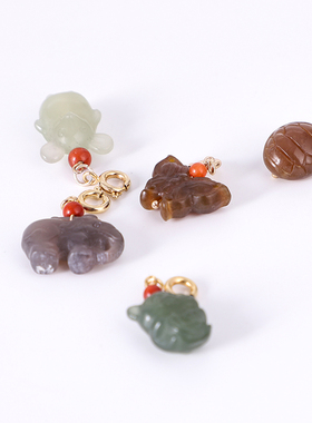 俄料碧玉湖水绿挂件小滴溜手链坠