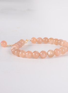 原创橙色日光石水晶小众手链