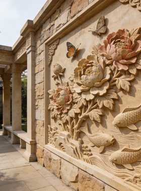 汉白玉精品人物浮雕青石复古影壁石艺术抽象石雕雕塑摆件校园庭院