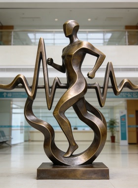 医院呼吸科仿铜玻璃钢雕塑定制