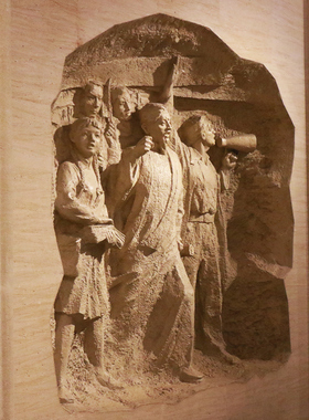 妇女救国会玻璃钢仿铜人物背景墙