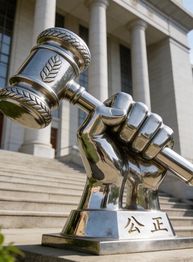 不锈钢镜面法治廉政主题雕塑定制