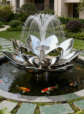 小区大型水景镂空不锈钢摆件