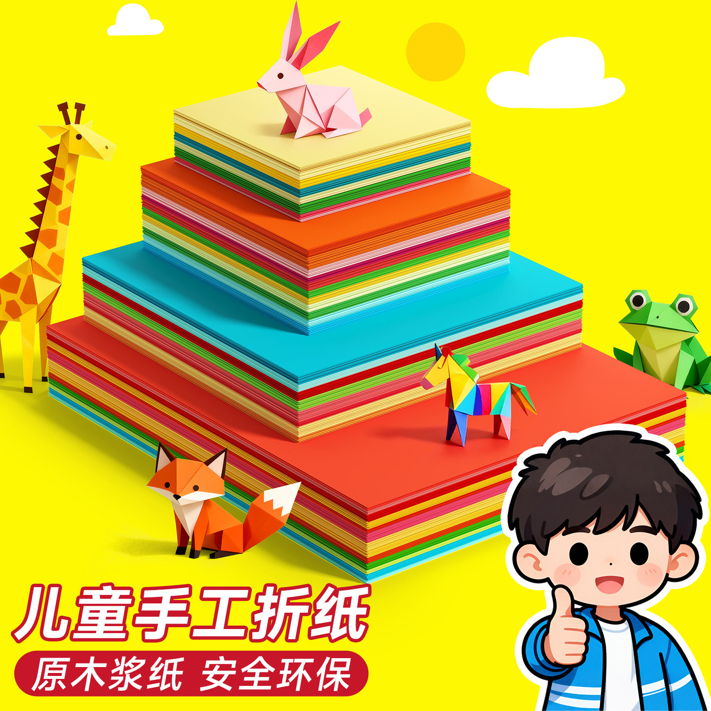 儿童手工折纸小学生专用彩纸幼儿园彩色纸张正方形手工纸a4软彩纸加厚千纸鹤折纸剪纸,淘宝优惠券,粉丝福利购,淘宝优惠卷