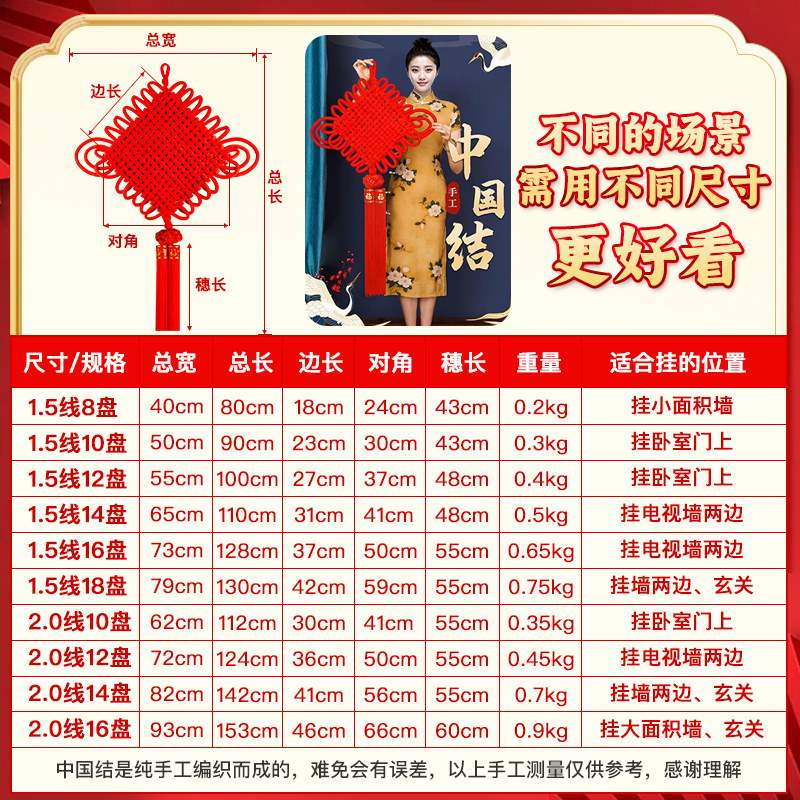 2025新款中国结挂件客厅高档大号红色福字挂饰小号入户门玄关装饰