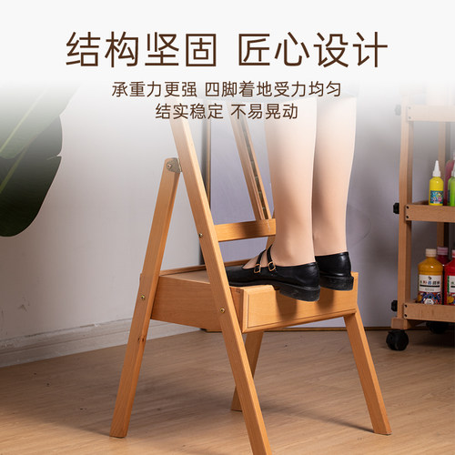抽屉画架美术生专用画板素描写生画画4K木质实木儿童支架式木油画架子工具套装成人画可折叠榉木绘画展示架板 - 图3