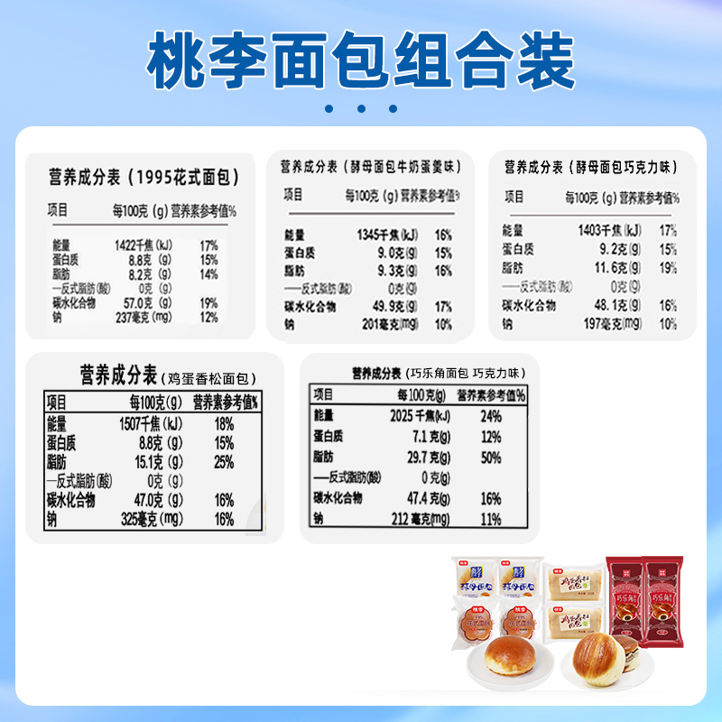 【礼盒装】桃李酵母面包巧乐角面包组合680g营养早餐整箱糕点y-图3