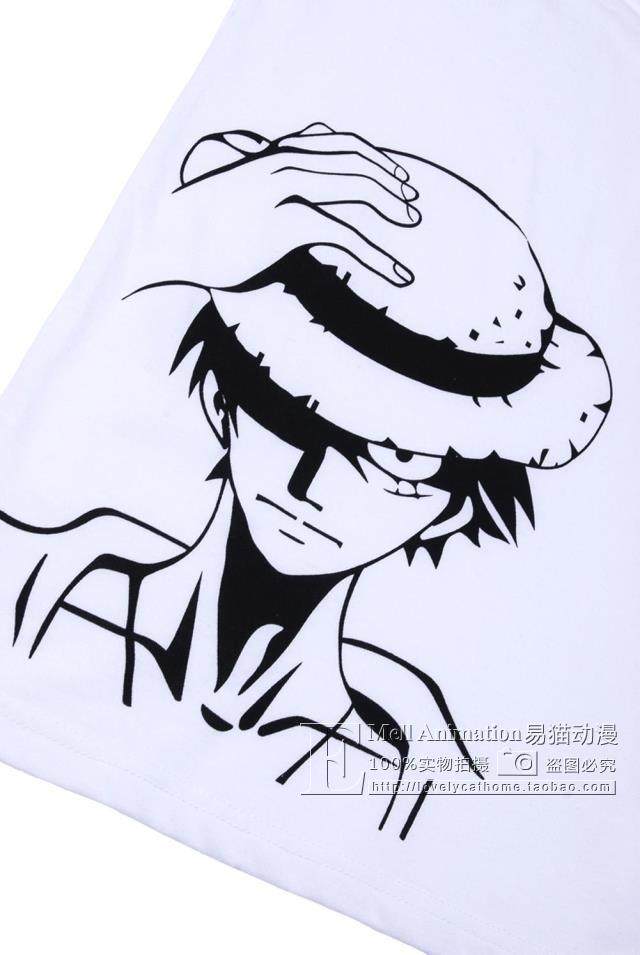 易猫-海贼王 One Piece 蒙奇D路飞 cosplay服装 白色T恤 欧码加大,淘宝优惠券,粉丝福利购,淘宝优惠卷
