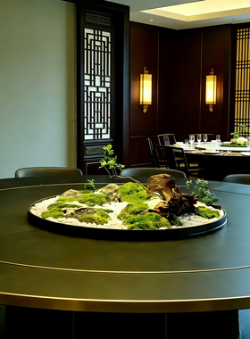 永生苔藓微景观餐桌花艺酒店饭店包间圆桌转盘中间仿真艺术造景