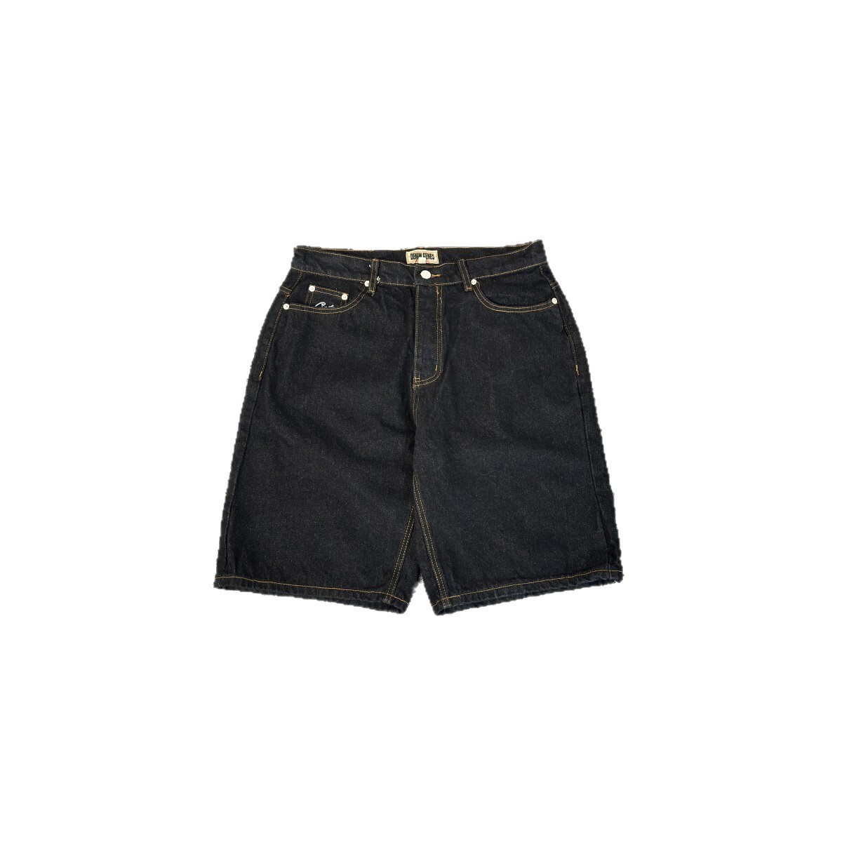 Corteiz恶魔岛刺绣LOGO街头宽松直筒牛仔裤男女同款休闲五分短裤 - 图3