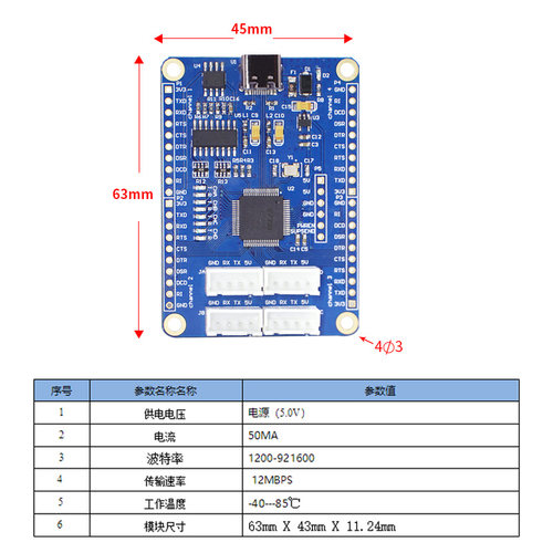 维特智能USB转4路TTL串口FT4232HL多路串口5V 3.3V-图2