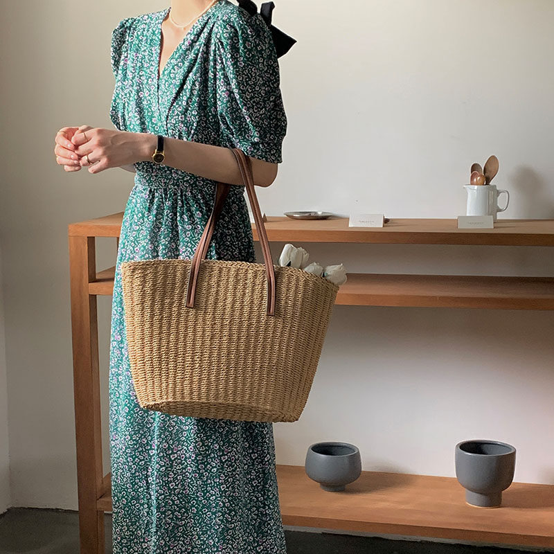 小众草编包2022新款夏天简约单肩包 吉耀女士包袋