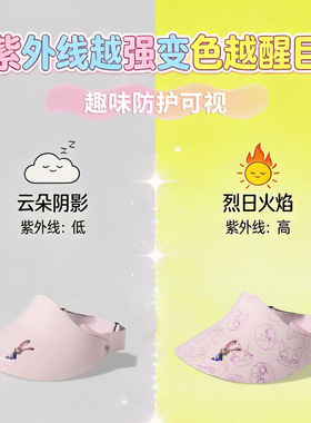 迪士尼疯狂动物城儿童防晒帽男女童空顶帽感光变色遮阳帽2026新款