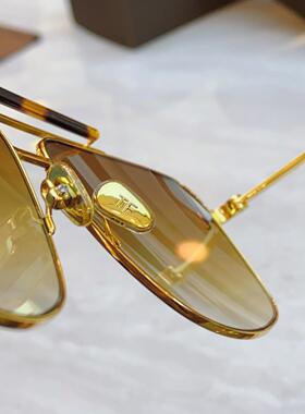 TOMFORD汤姆福特FT1017中性渐变黄色飞行员金属墨镜太阳眼镜
