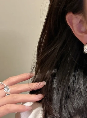 S925纯银褶皱戒指日系简约小众设计时尚甜酷风不规则纹理开口指环