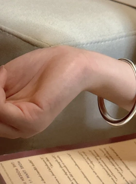 {清茶}S925纯银韩版小众磨砂手镯松本惠奈同款手环质感个性手饰品