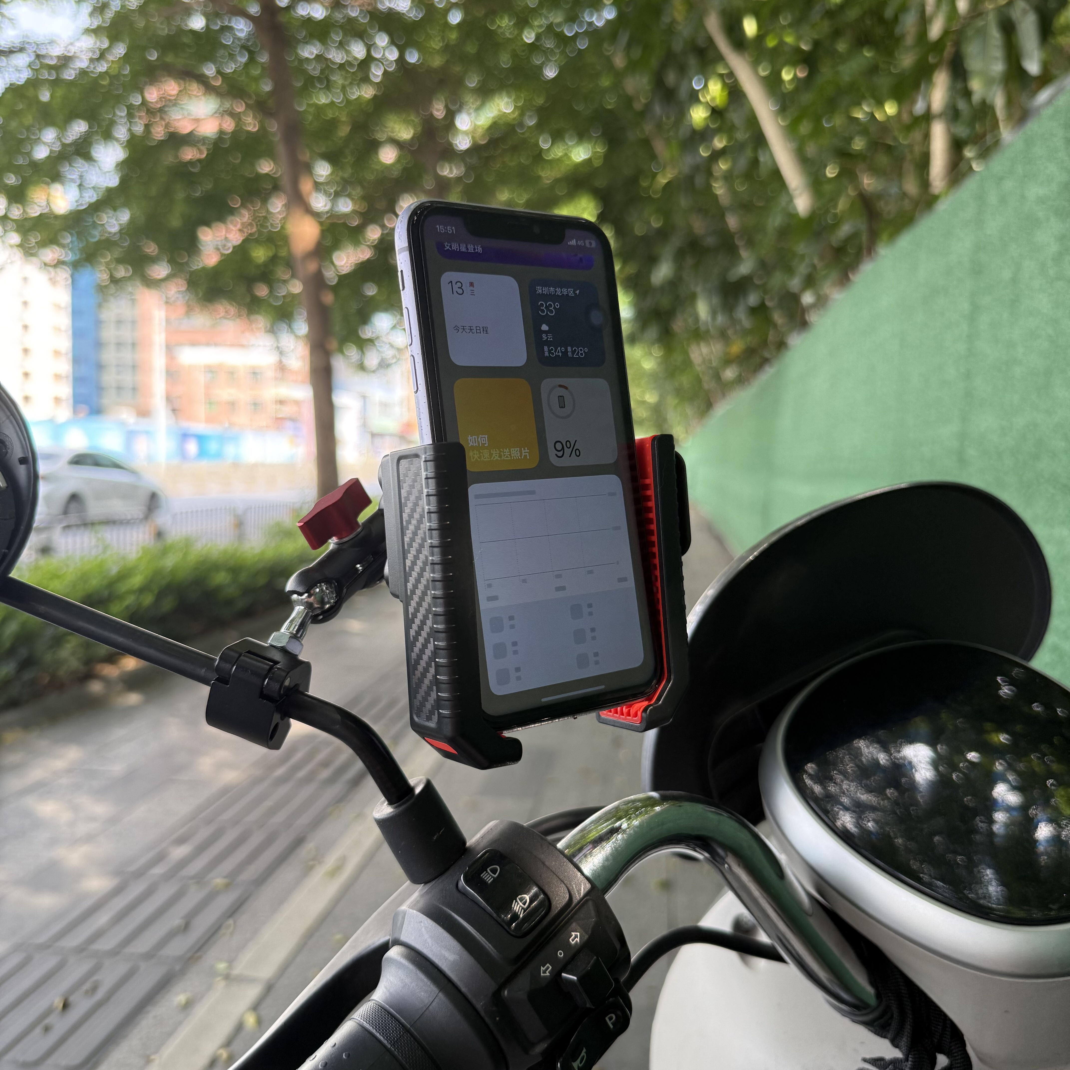 电动车免拆后视镜手机支架铝合金固定夹360豌豆荚减震手机夹快拆 - 图0