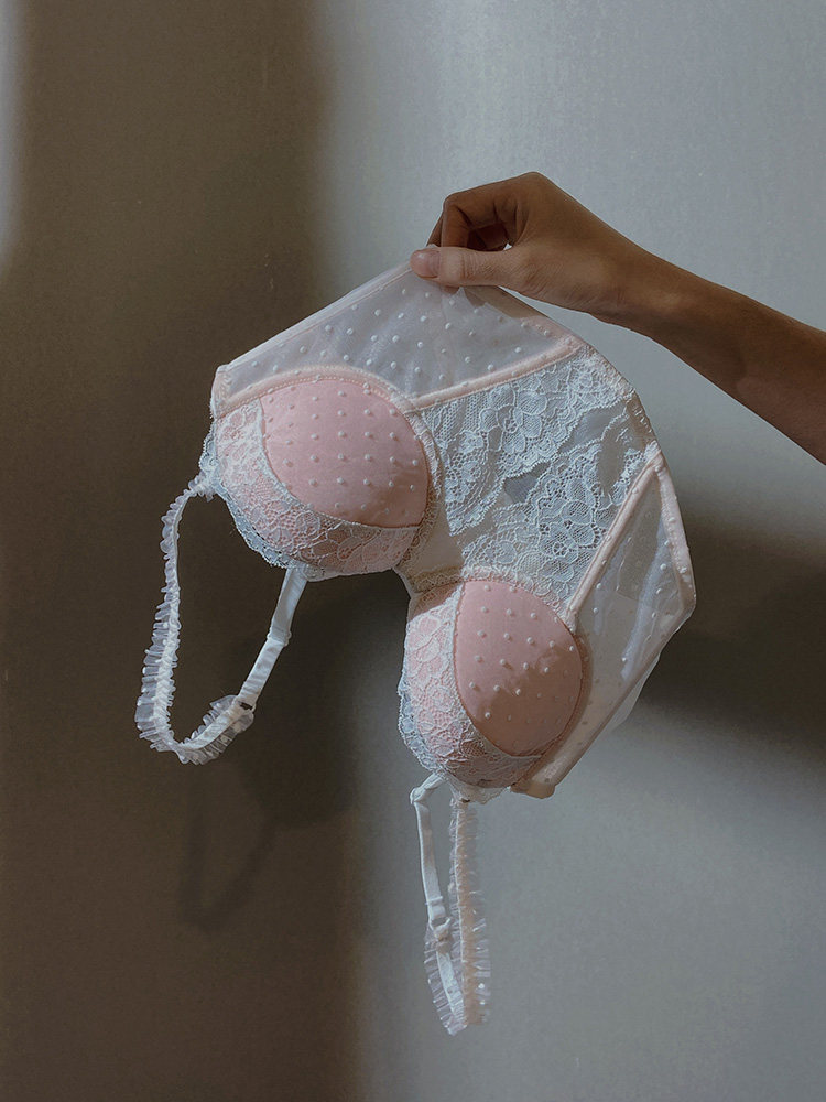 显胸小聚拢收副乳薄款3d少女文胸 妮玫姿抹胸