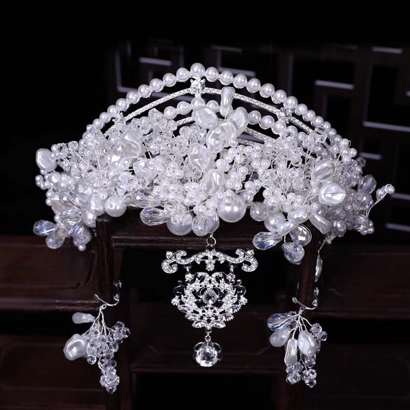 2026新款新娘头饰水晶额链流苏手工花朵皇冠造型主纱端庄气质发饰,淘宝优惠券,粉丝福利购,淘宝优惠卷