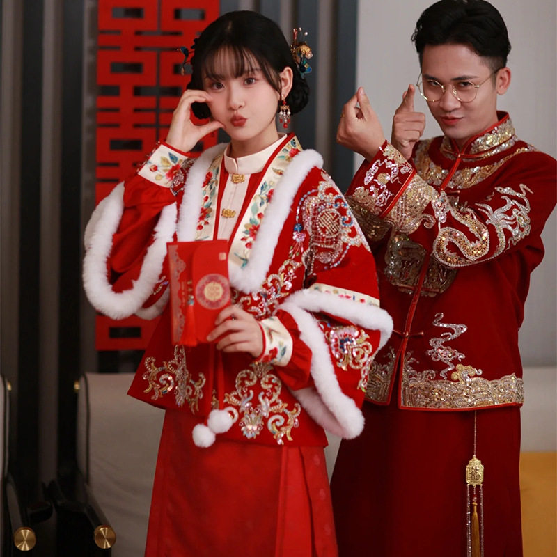 明制秀禾服婚服马面裙中式婚服新娘改良汉服订婚结婚礼服敬酒服冬,淘宝优惠券,粉丝福利购,淘宝优惠卷