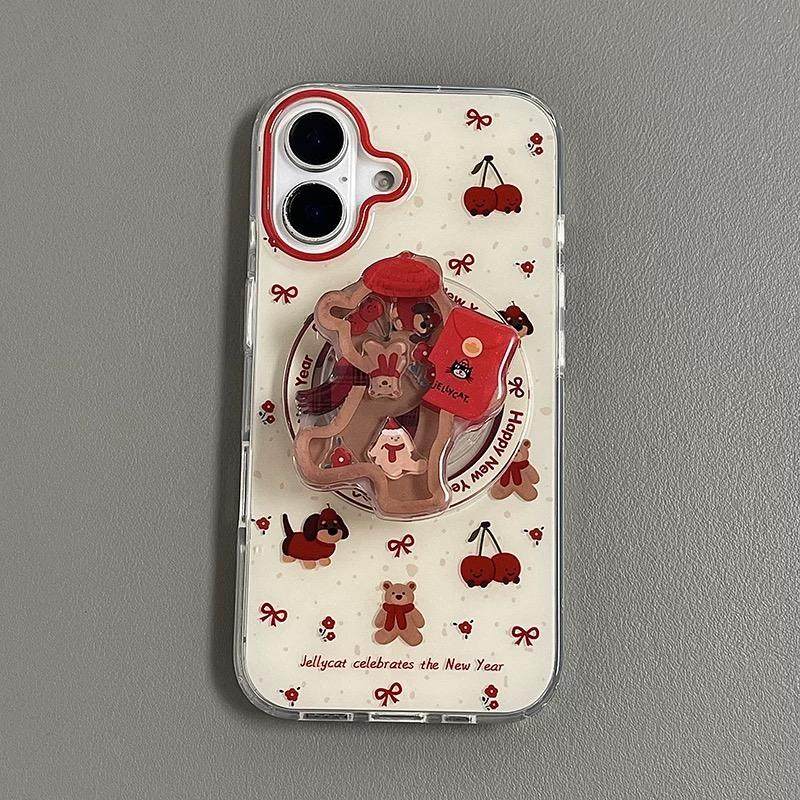 磁吸支架适用opporealmeGT5pro/neo9/6se手机壳V50/11/GT3女款8中国风红色小樱桃狗狗Q2/5i真我x7pro新23软z4,淘宝优惠券,粉丝福利购,淘宝优惠卷