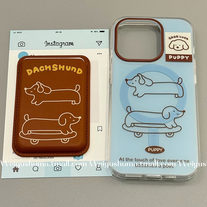 磁吸支架适用华为荣耀100滑板90华为magic6pro/80GT手机壳70se/X20/300蓝腊肠狗狗卡包400i+畅玩50plus软套女 - 图1