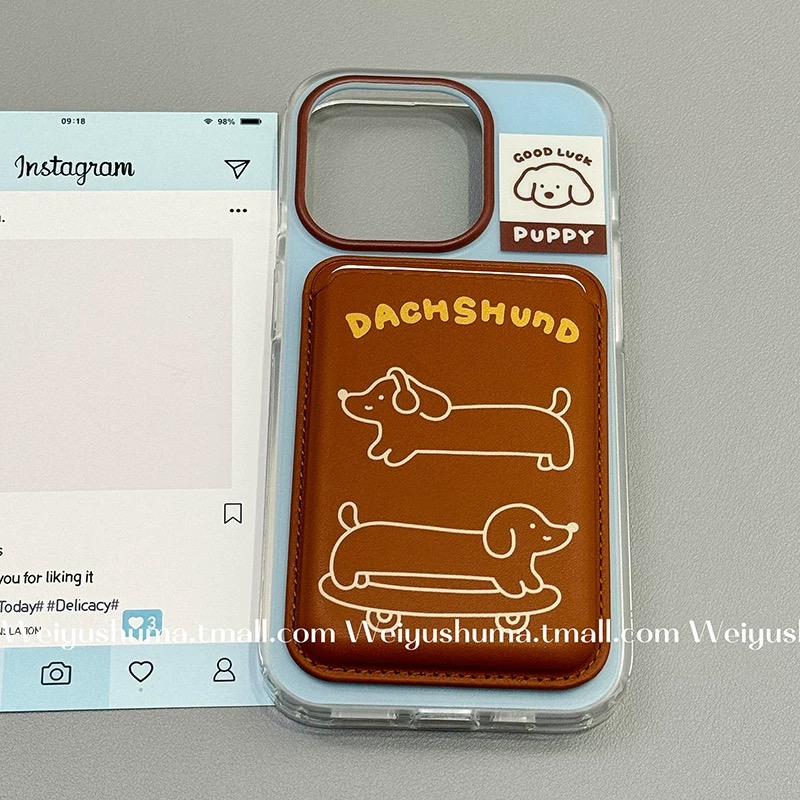 磁吸支架适用华为荣耀100滑板90华为magic6pro/80GT手机壳70se/X20/300蓝腊肠狗狗卡包400i+畅玩50plus软套女 - 图2