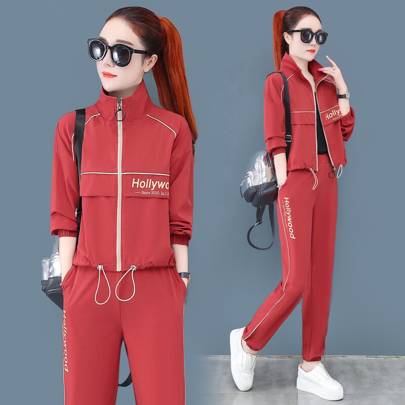 跑步运动服套装女秋2020年新款韩版 梦雪龙休闲运动套装