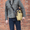 American retro waxed canvas briefcase pure copper hardware