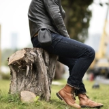 Кожаная поясная сумка, трендовый ремень, на шнурках