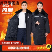Military coat mens winter style Thickened Anti-Chill Security Work Clothes Labor Defense Corps Winter Cotton Big Coat Womans Long Northeastern Cotton Padded Jacket
