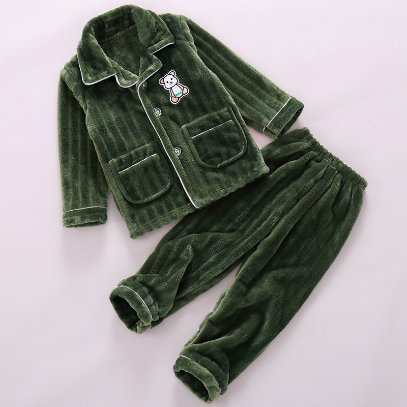 秋冬季珊瑚绒男童冬款睡衣 朵朵莉家居服套装
