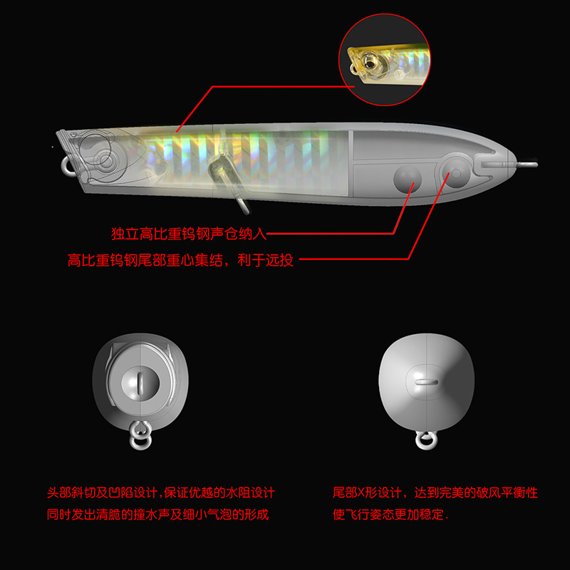 GUIDE POST路标 疯狗80F8cm9g100F10cm16g超远投浮水铅笔路亚饵 - 图2