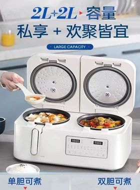 摩飞双胆电饭2L煲新款家用多功能小型饭锅压力双拼双用一体MR8501