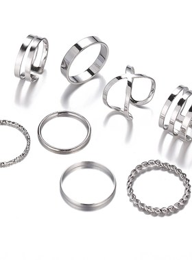 8pcs popular Punk finger Ring Retro Simple joint Rings 1/set