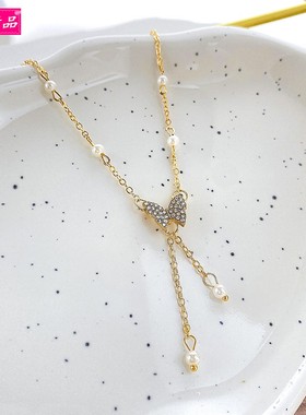 吊坠锁骨链珍珠欧美简约复古项链