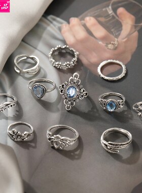 Retro joint ring European American carved diamond rings Suit