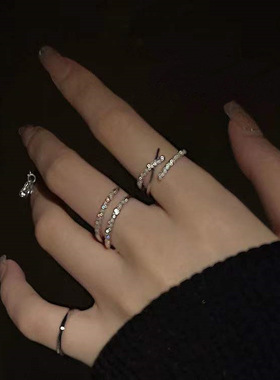 高级镶钻关节戒指女修饰手指指环