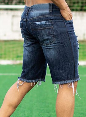 Slim fit fashion jeans men's shorts brushed mid waist pants