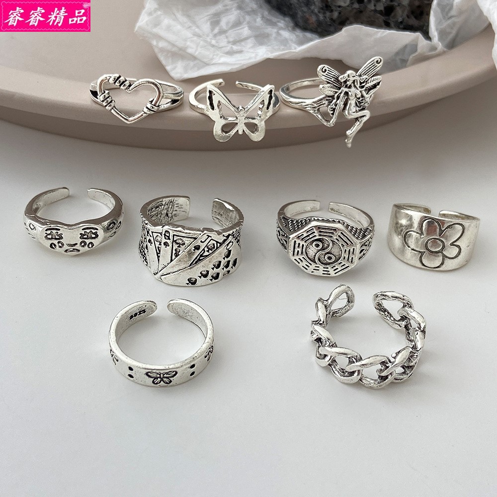 Alloy chain rings retro accessories 9 piece set Joint ring - 图2