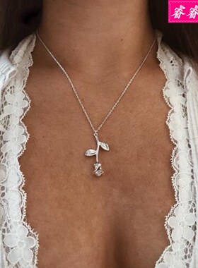 New jewelry Rose flower pendant necklace Simple women choker