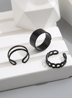 跨境戒指嘻哈关节链条食指戒指